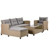 YOOCOZZ 4-Piece Outdoor Patio Furniture Set - Wicker Rattan Sectional Sofa with Armchair and Coffee Table - Beige Brown - 3 of 4