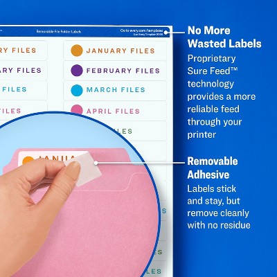 Assorted Removable File Folder Labels for Laser and Inkjet Printers