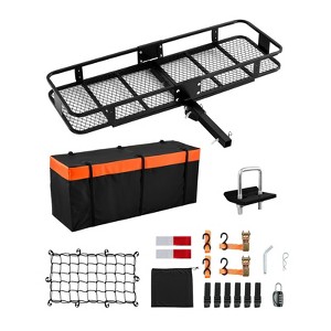 VEVOR 60"x20"x6",Hitch Cargo Carrier,500 lbs Capacity Hitch Cargo Carrier with Cargo Net,Folding Hitch Mount with Hitch Lock for 2" Receiver,Black - 1 of 4