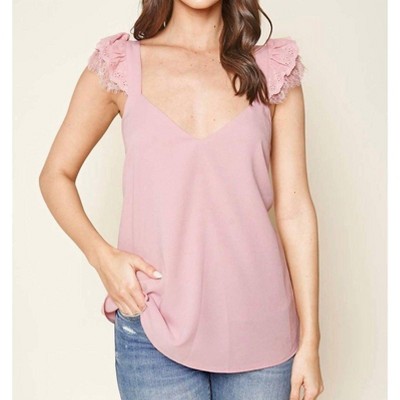 Women's Chiffon Eyelet Trim Cami - SUGARLIPS