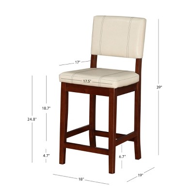Milano 24" Cream Upholstered Wood Counter Stool