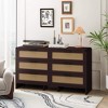 ORRD 51.18" Arc Corner Rattan Cabinet, 6-Drawer Storage for Living Room, Bedroom, Kitchen, Reddish-Brown & Brown - 3 of 4
