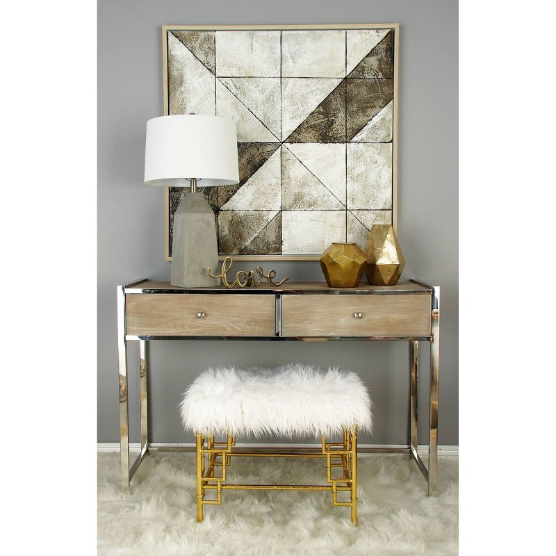 Modern Faux Fur Stool Gold - Olivia &#38; May, 3 of 6