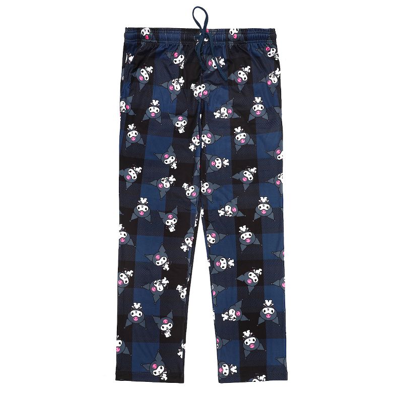 My Melody Kuromi Character Print Women's Black Plaid Sleep Pajama Pants With Pockets, 1 of 3