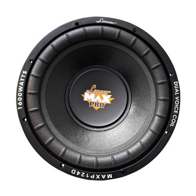 Lanzar MAXP124D Max Pro Compact 12 Inch Round 1600 Watt Powerful Performance Dual 4 Ohm Vehicle Truck Car Subwoofer Audio System (Single Subwoofer)