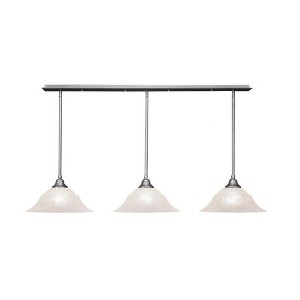 Toltec Lighting Stem 3 - Light Chandelier in  Brushed Nickel with 16" Amber Marble Shade - 1 of 1