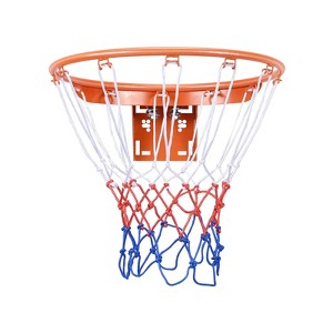 VEVOR Basketball Rim, Wall Door Mounted Basketball Hoop, Heavy Duty Q235 Basketball Flex Rim Goal Replacement with Net, Standard 18" In - 1 of 4