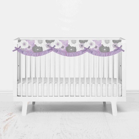 Bacati Watercolor Floral Purple Gray Long Side Crib Rail Guard Cover Target