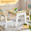 JOYMOR 4-in-1 Kids Activity Table & Chairs Set, with Building Blocks Board, Chalkboard & Whiteboard Top, Wooden with Storage, Natural - 4 of 4