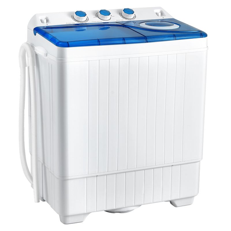 Costway 26lbs Portable Semi-automatic Twin Tub Washing Machine W/ Drain Pump, 1 of 11