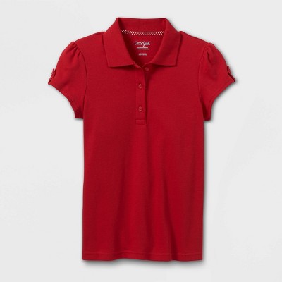 Girls' Short Sleeve Interlock Uniform Polo Shirt - Cat & Jack™ Red