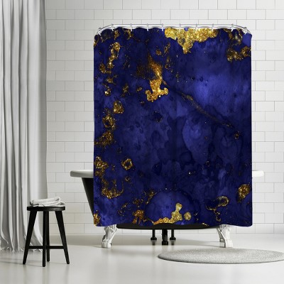 Americanflat Luxury Blue Malachite Gold Gem Agate And Marble Texture by Grab My Art 71" x 74" Shower Curtain