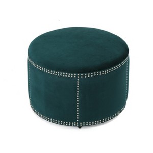 Jaewon Studded Velvet Ottoman Teal - Christopher Knight Home - 1 of 4