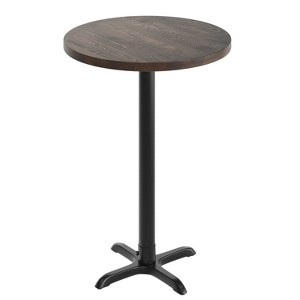 Flash Furniture Bennett Round Solid Wood Commercial Indoor Tabletop with 22" x 22" Bar Height Rust-Resistant Cast Iron X-Base - 1 of 4