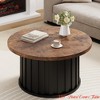 Small Spaces and Apartments Round Coffee Table with Metal Base, Mid Century Modern Design, 31.9" Fluted Center Table, Ideal - 4 of 4