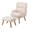 JUJABU Mid-Century Modern Fabric Accent Chair with Ottoman & Adjustable Backrest for Living Room, Bedroom & More, Beige - 2 of 4