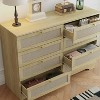 KTMBDW 8 Drawer Double Dresser for Bedroom, Rattan Chest of Dressers, Modern Wooden Dresser Chest with Golden Handles for Living Room,Entryway,Natural - 4 of 4