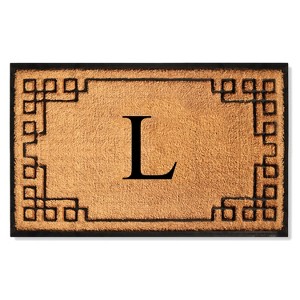 A1HC Bordered Designed Natural Coir & Rubber Monogrammed Doormat, Heavy Duty, Non-Slip Entry Mat - 1 of 4