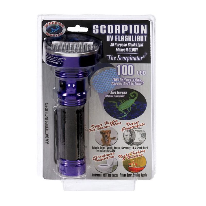 Scorpion 100 LED Assorted LED UV Flashlight AA Battery, 1 of 2