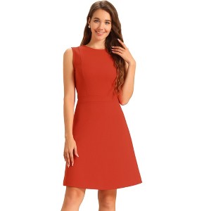 INSPIRE CHIC Women's Work Round Neck Sleeveless Fit and Flare Dresses - 1 of 4