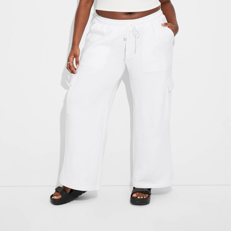 Women's High-Rise Wide Leg Baggy Cargo Sweatpants - Wild Fable™, 3 of 8