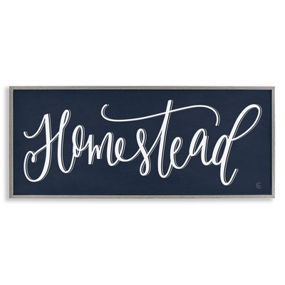 Stupell Industries Navy Blue Homestead Phrase, 24" x 10"