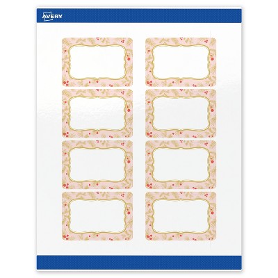 Avery Labels, 2" x 3", Gold-Pink Berries, Glossy, 80ct