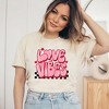 Simply Sage Market Women's Love Vibes Stars Checkered Short Sleeve Graphic Tee - 2 of 3