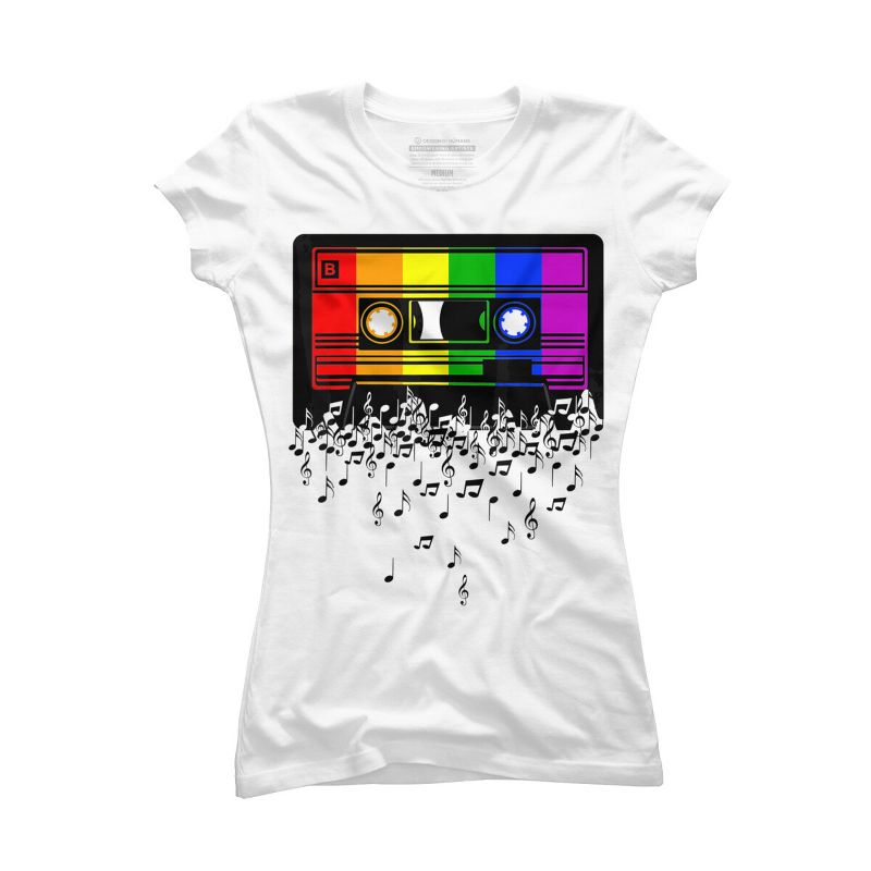 Adult Design By Humans Pride Rainbow Flag Music Note Cassette By Avocato T-Shirt, 1 of 4