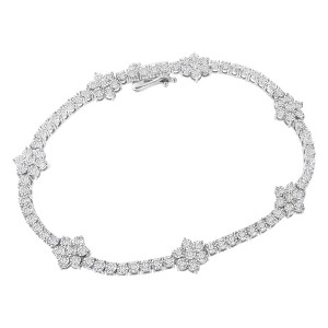 Haus of Brilliance Silver 1.0 cttw Miracle-Set Diamond Floral Station Tennis Bracelet - 1 of 4