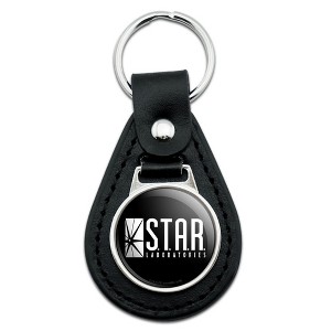 The Flash Tv Series Star Labs Logo Black Leather Keychain - 1 of 4