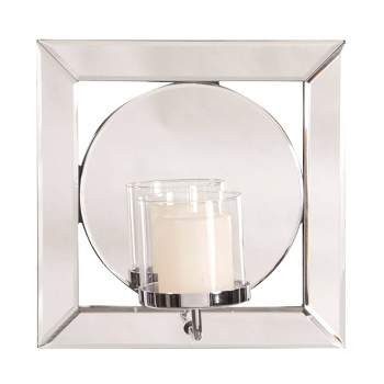 Howard Elliott Square Mirror with Candle Holder Silver