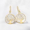 Ross-Simons Italian 18kt Gold Over Sterling Diamond-Cut Tree Of Life Drop Earrings - 3 of 4