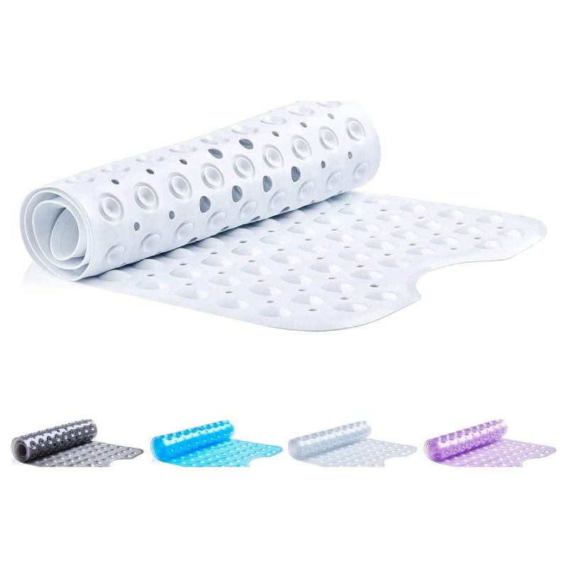 TranquilBeauty 40" x 16" Clear Extra Long Non-Slip Bath Mats with Suction Cups for Elderly & Children, 1 of 4