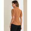 Allegra K Women's Puff Short Sleeve Collared Cotton Office Button Down Shirt - 4 of 4