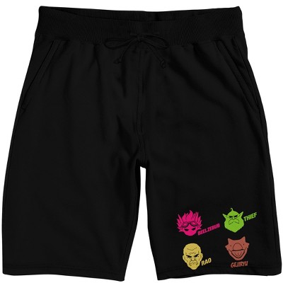Sand Land Character Heads Men's Black Sleep Pajama Shorts