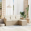 vidaXL 4 Piece Patio Sofa Set with Cushions Beige Poly Rattan - Without Table - 2 of 4