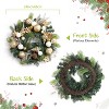 24" Pre-Lit Christmas Wreath for Front Door, Large Artificial Wreath with Christmas Balls, Xmas Wreath for Window Indoor Outside Home Decor, Gold - 3 of 4