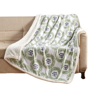 Plazatex Faith, Hope & Love with Plush Decorative All Season Plum Throw Blanket 50" x 60" White - 1 of 4