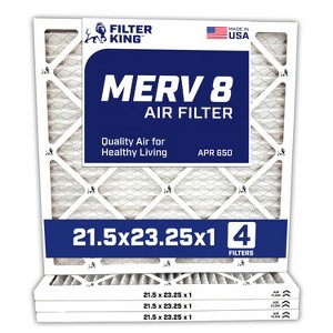 Filter King 21.5x23.25x1 Air Filter | 4-PACK | Carbon MERV 8 HVAC Pleated A/C Furnace Filters | MADE IN USA | Actual Size: 21.5 x 23.25 x .75" - 1 of 4