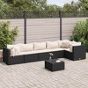 vidaXL Patio Lounge Set Black and Cream White - 2 of 4