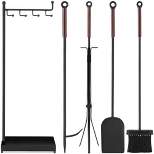 Best Choice Products 5-Piece Modern Contemporary Indoor Outdoor Antique Fireplace Tool Set w/ Ergonomic Handles - Black