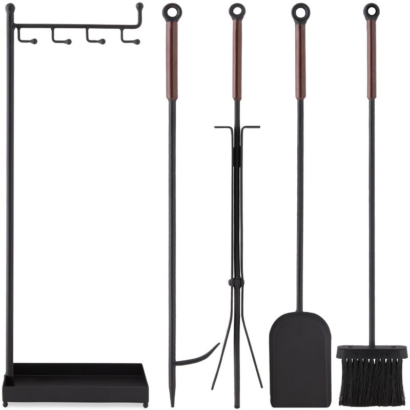 Best Choice Products 5-Piece Modern Contemporary Indoor Outdoor Antique Fireplace Tool Set w/ Ergonomic Handles, 1 of 8