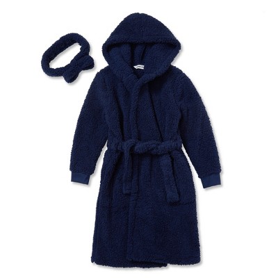 Lands' End Kids High Pile Plush Hooded Robe and Headband