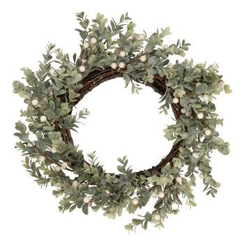 Northlight Real Touch™️ Berry and Eucalyptus Christmas Wreath - 18" - Unlit