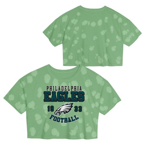 Nfl Philadelphia Eagles Girls Short Sleeve Bubble Tie dye Cropped T shirt Target