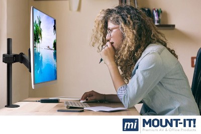 Black Steel Full Motion VESA Pole Mount for 32" TVs and Monitors
