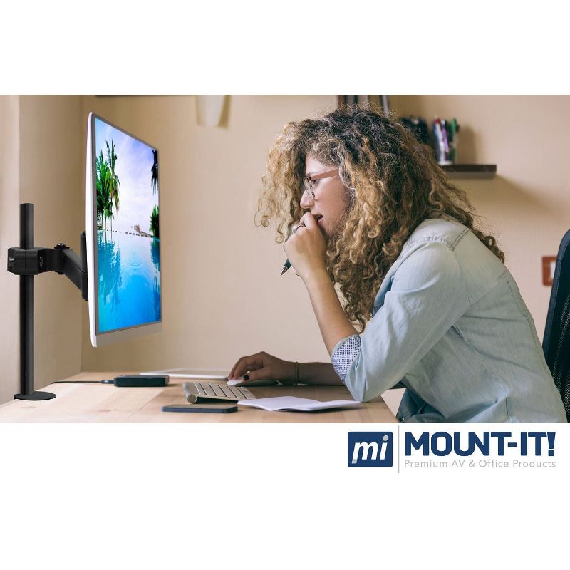 Mount-It! Universal VESA Pole Mount with Articulating Arm | Full Motion TV Pole Mount Bracket | VESA 75 100 | Fits TVs or Monitors Up to 32 Inches, 5 of 9