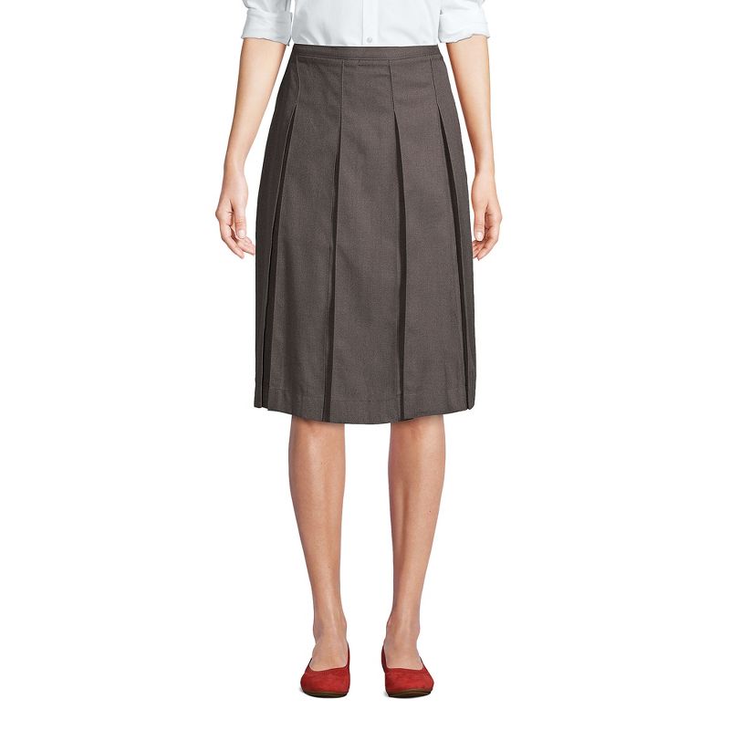 Lands' End Lands' End School Uniform Women's Solid Box Pleat Skirt Below the Knee, 3 of 5
