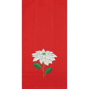 C&F Home Poinsettia on Red Waffle Weave Kitchen Towel - 1 of 1